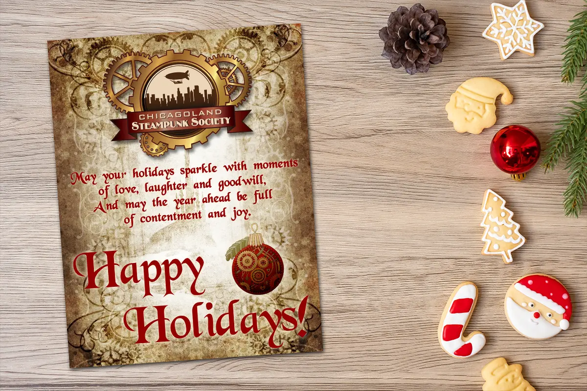 Chicagoland Steampunk Society Holiday Postcard